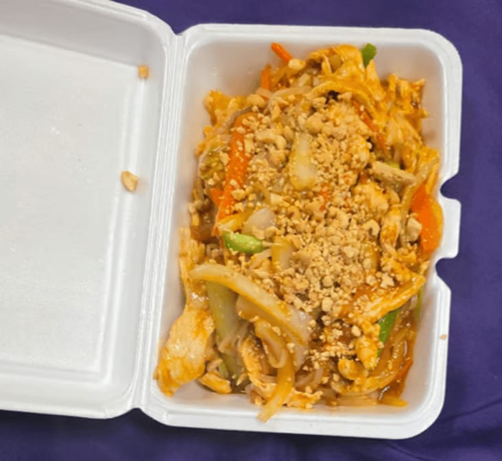 Pad Thai Noodles with Beef.