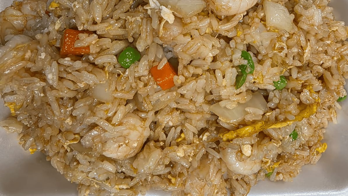 R7. Egg, Onions, Peas and Carrots Fried Rice.